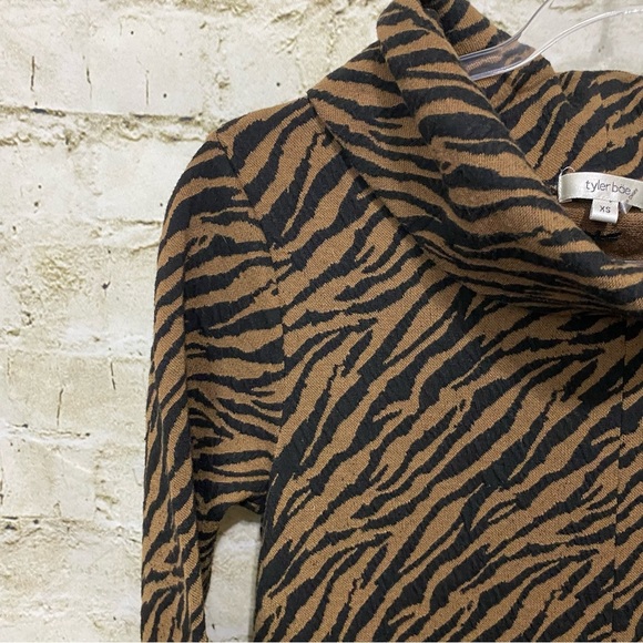 Tyler Boe Brown Black Zebra Print Cowl Neck Kim Sweater Dress - Picture 2 of 6
